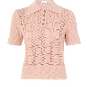 ZIMMERMANN WAVERLY POLO TOP US SIZE 4 & 6 or AU SIZE 0 & 1 in DUSTY PINK ($375)
